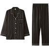 Celanisai - Pigiama lungo da uomo in raso con chiusura a bottoni, comodo abito da notte in seta satinata, 2 pezzi, maniche lunghe, camicia da notte e pantaloni da pigiama, morbido abito da notte