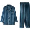 Celanisai - Pigiama lungo da uomo in raso con chiusura a bottoni, comodo, biancheria da notte in satin di seta, abbigliamento da tempo libero a 2 pezzi, maniche lunghe, camicia da notte e pantaloni da