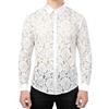 Celanisai Camicia da uomo trasparente in pizzo con bottoni a maniche lunghe, sexy, a maniche lunghe, slim fit, medievale, punk elegante, in rete trasparente