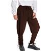 Helymore Pantaloni da uomo per primavera, estate e autunno, stile medievale e rinascimentale, a righe, vintage, da pirata, vichingo, navigatore, marrone, L