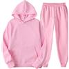 Celanisai Tuta da jogging da uomo, 2 pezzi, oversize, maglione con cappuccio e pantaloni da jogging, tinta unita, in cotone, per il tempo libero, O rosa., XXL