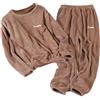 Celanisai Set pigiama da donna, 2 pezzi, in pile Teddy, caldo pile polare, biancheria da notte, 2 pezzi, a maniche lunghe, maglione lungo, in flanella, per il sonno, termico, per l'inverno