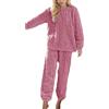 Celanisai Set Pigiama in Flanella da Donna Pile Teddy Pigiama Lungo Abbigliamento da Notte Femminile Morbido 2 Pezzi Manica Lunga Top e Pantaloni Inverno Caldo Tuta da Casa Comoda Confortevole