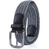 TSUI CHAN Cintura elastica da uomo, in tessuto intrecciato, per golf, abbigliamento casual e jeans (3,5 cm)