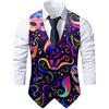 Celanisai Gilet da uomo colorato, stile nazionale, stile vintage, slim fit, gilet da tuta in maschera, gilet da mootoparty, gilet da lavoro, costume da carnevale