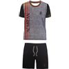 MILAN Pigiama Corto Uomo, 100% Cotone, Manica Corta con Pantaloncino, Set 2 Pezzi, Rosso e Nero, Logo, Abbigliamento da Notte (IT, Testo, L, Regular, Regular, Variante 5)