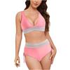 Generico Bikini Due Pezzi Vita Alta Donna Tinta Unita Seducente, Modello Moderno Elegante e Modellante, Tessuto Resistente Anti UV, Adatto per Spiaggia Soleggiata e Terme