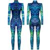 Celanisai Costume di carnevale per uomo e donna, con motivo di serpente, tuta per cosplay, body con scheletro, stampa digitale, monopezzo, per feste, club, carnevale, O blu., L