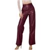 Celanisai Pantaloni in pelle da donna e donna, in finta pelle, larghi, in finta pelle, colore nero, a vita alta, estivi, casual, comodi, con tasche, in similpelle PU