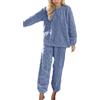 Celanisai Set Pigiama in Flanella Donna Pile Teddy Pigiama Lungo Femminile Morbido Sleepwear 2 Pezzi Maniche Lunghe Top e Pantaloni Inverno Caldo Tuta Casa Comoda Confortevole Loungewear, O blu