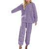 Celanisai Set Pigiama in Flanella da Donna in Pile Teddy Pigiama Lungo Femminile Morbido Sleepwear 2 Pezzi a Maniche Lunghe Top e Pantaloni Invernale Caldo Tuta da Casa Comoda Confortevole Loungewear