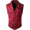 Celanisai Canotta da uomo Paisley senza maniche Jacquard Gilet con doppio petto Gilet vittoriano Steampunk Gothic Gilet Halloween Medievale Vintage Abbigliamento Business Giacca, O rosso., M