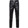 Celanisai Pantaloncini da uomo in pelle PU, pelle sintetica, stile biker, skinny, slim fit, elasticizzati, per il tempo libero, a matita, in pelle per motociclisti, rock, metallo, punk, pantaloni per sfilate