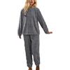 Celanisai Set Pigiama in Flanella da Donna Pile Teddy Sleepwear Lungo Femminile Morbido 2 Pezzi Maniche Lunghe Top e Pantaloni Invernale Caldo Tuta da Casa Comoda Confortevole Loungewear, O nero