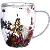 RTYUSWL Tazze in Vetro Borosilicato Isolate Tazze Creative in Vetro Trasparente con Manico Tazza da Caffè con Fiori Trasparenti per Cappuccino Tè Espresso Latte Bevande Calde Bicchieri Regali di(350 ml)