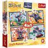 Trefl - Lilo & Stitch, Vacanze alle Hawaii - Puzzle 4 in 1, 4 puzzle, da 35 a 70 pezzi - puzzle colorati con personaggi dei film, divertimento assicurato per bambini dai 4 anni in su
