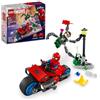LEGO Marvel Motorcycle Chase: Spider-Man vs. Doc Ock, giocattolo costruibile per bambini con sparatutto e web blaster, 2 minifigure Marvel, giocattolo super eroe, regalo per ragazzi e ragazze dai 6