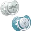 LOVI Ciuccio 3-6 Mesi, Succhietti Bimba con Tettarella in Silicone, Suggerimento dinamico, Collezione Botanic, 2 pezzi, Grigio, Verde (LV22870B)