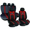 Simoni Racing CSR/HR-V Coprisedili per Auto, Set Coprisedili Anteriori e Posteriori con Poggiatesta, Coprisedili Universali, Nero e Rosso