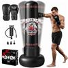 Qoosea Sacco da Boxe da Terra 190cm, Stabile Sacco da Boxe per Adulti Pungiball con Guantoni e Pompa, Sacchi da Box Gonfiabile per Pratica di TaekwondoKarate MMA Fitness