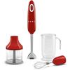Smeg, Frullatore a Immersione HBF03RDEU, Funzione Turbo e Sistema di Taglio Flowblend, con Impugnatura Antiscivolo, Avvolgicavo Integrato, Accessori Inclusi, Potenza 700W, Rosso