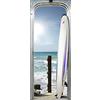 PLAGE 141034 Adesivo per pareti e Porte, Formato Grande, Trompe L'Oeil Porta-Waikiki Beach, Surf, 204 x 83 cm