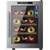 Cecotec Cantinetta Bolero GrandSommelier 1255 CoolWood E. Capacità 12 Bottiglie, Ripiani in Legno, Controllo Tattile, Temperatura 8 a 18ºC, Acciaio Inox