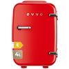 EVVO F4 Mini Frigorifero Retrò Rosso 4L - Mini Frigorifero per Creme, Trucco e Bellezza | Mini Frigorifero Portatile per Stanza, Ufficio e Auto | Funzione Fredda e Calore | Silenzioso | 12 V/220 V