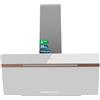 Cecotec Cappa Aspirante Decorativa 90 cm Bolero Flux DT 907500 Matt White A+++. Portata 717,2 m³/h, Funzione Booster, Vetro Opaco/Lucido, Dettagli Rame, Filtri Alluminio, Classe A+++