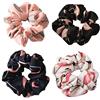 Lurrose 4pcs Flamingo stampa cotone capelli scrunchies stretch legami dei capelli titolari di coda di cavallo per le donne ragazze (Ming blu + rosa + bianco + nero)