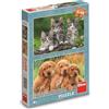 Dino Bikes Puzzle Cani e gatti 2 x 48 pezzi
