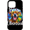 Boxer Devotion Lettering Co. Custodia per iPhone 16 Pro Max Ritratto canino in vetro colorato ossessionato da boxer