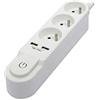 CHACON 5411478473121 - Ciabatta multipresa con interruttore, 3 prese, 16 uscite USB 2 A, cavo 1,5 m, colore: Bianco