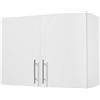 VEVOR Mobiletto Pensile per Lavanderia da 40,6 x 81,3 x 61 cm, Mobiletto Pensile a 2 Ripiani con Ripiano Regolabile, Armadietto Bagno Sospeso con 2 Ante, per Cucina, Bagno, Lavanderia, Bianco