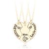 Pwsap Collane dell'Amicizia per Madre-Figlia, Collana con Cuore per Ragazze e Madri, Collana con Puzzle Abbinati BFF per Sorelle, Oro Opaco, 3 Pezzi