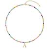 Yifnny Collane di iniziali colorate con perline, Gioielli da spiaggia Collana di perline colorate Collana con ciondolo con iniziali Collane estive Gioielli bohémien da donna (Lettera A)