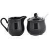 perfk Set di Zuccheriera e Lattiera in Ceramica, Zuccheriera Moderna con Coperchio e Cucchiaio, Saliera da Tavola, Robusto e Elegante, Set da Porta Sale Zucchero Caffè per Uuso Domestico, Nero