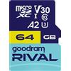 Goodram 64GB Scheda microSDXC Goodram Rival 170MB/s UHS-I U3 V30 A2 + Adattatore SD [GGSM2AA-0640R12][GGSM2AA-0640R12]
