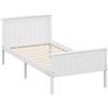 HOMCOM Struttura letto singolo in legno massiccio con doghe, testata e pediera, 100 x 210 cm Bianco | Aosom Italy