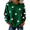 Generisch St Patrick's Day Maglione da donna lavorato a maglia, oversize, con stampa a quadrifoglio irlandese, a maglia grossa, morbido, morbido, casual, per attività all'aria aperta, U verde scuro, M