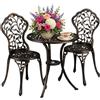 Relaxdays Mobili da Balcone, Set da 3, Tavolino con 2 Sedie, Decorativi, Alluminio, da Bistrot, HxD: 65x60 cm, Bronzo