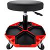 HASKYY Sgabello Girevole con Ruote da officina, regolabile in altezza, 43-58 cm, portata fino a 150 kg, sedile da officina con ripiani, sgabello da pratica e officina con ruote a 360°