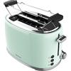 Cecotec Tostapane 2 fette Toast&Taste 1000 Retro Double Green. 980 W, 2 fessure larghe da 3,8 cm e corte, acciaio inossidabile, aste superiori, potenza regolabile, vassoio raccogli briciole