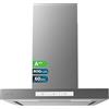 Cecotec Cappa Aspirante 90 cm - Cappa Cucina. Bolero Flux TT 608000 Slim Glass White A++ 210W, Cappa 90cm Inox, Flusso d'Aria 800m3/h, A++, Touch, LED, Bluelit, Carbonio Ø176, alluminio 5 strati
