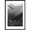 Americanflat Cornice 50x75 cm Nera - Cornice 40x60 cm con Passepartout o 75x50 cm Senza Passepartout - Portafoto con Bordo Sottile in PVC e Pannello Protettivo in Plastica