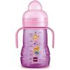 Mam Tazza Trainer 220 Ml, Biberon Acqua e Latte, 4+ Mesi, Tettarella Antigoccia Silicone, Beccucio Extra-morbido, Manici Antiscivolo, Rosa, 1 Pezzo