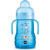 Mam Tazza Trainer 220 Ml, Biberon Acqua e Latte, 4+ Mesi, Tettarella Antigoccia Silicone, Beccucio Extra-morbido, Manici Antiscivolo, Azzurro, 1 Pezzo