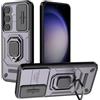 ESTH® Cover per Samsung Galaxy S24 con Custodia per Fotocamera Scorrevole e Supporto ad Anello [Custodia Paraurti Compatibile con Supporto Magnetico per Auto], Viola