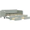 vidaXL Letto da giorno allungabile con cassetti grigio chiaro 90x200 cm in velluto