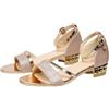 Generic Sandali eleganti da donna con tacco basso nero e oro scintillante punta aperta scarpe per sera festa matrimonio ballo, rosa, 37.5 EU